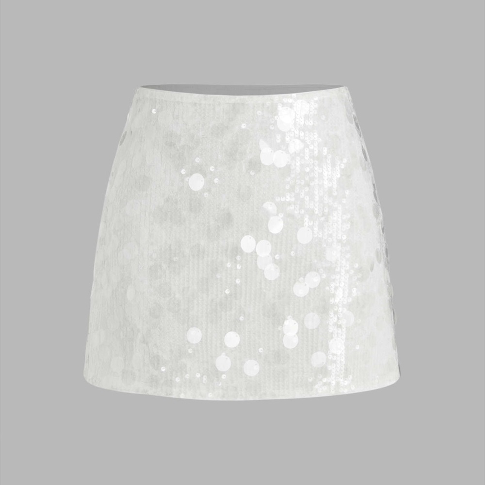 Cider White Sequin Mid Waist Mini Skirt size small NWT